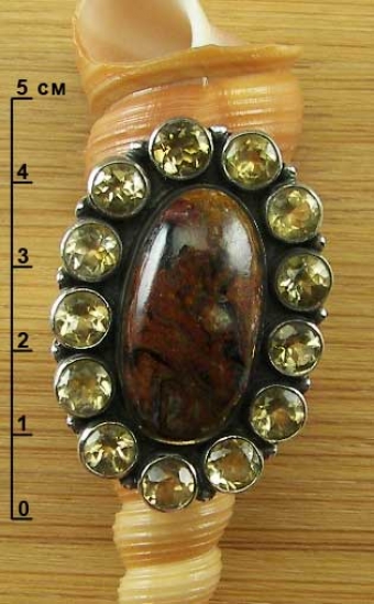 Интернет магазин авторских украшений из натуральных камней СПб. Кольцо с 
яшмой и цитрином.