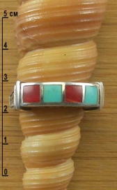 Кольцо с бирюзой и кораллом п02520-0059-170